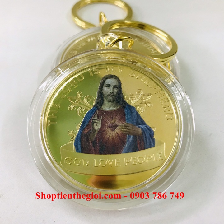 Móc Khóa Xu Thánh Tâm Chúa Giêsu Kitô In Màu - SP005206